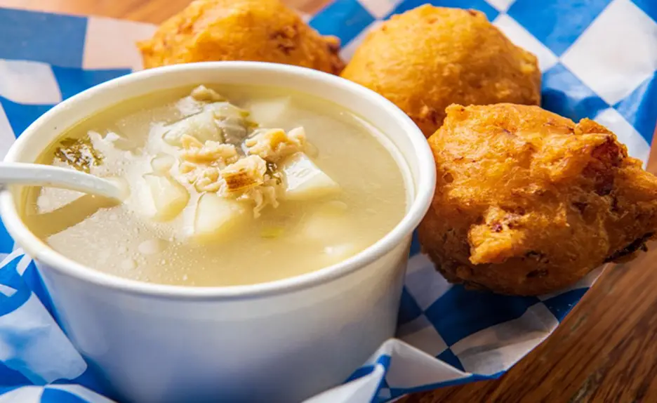 Clam cakes and chowder